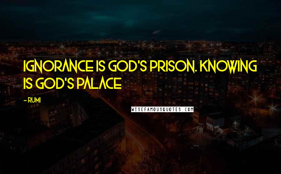 Rumi Quotes: Ignorance is God's prison. Knowing is God's palace