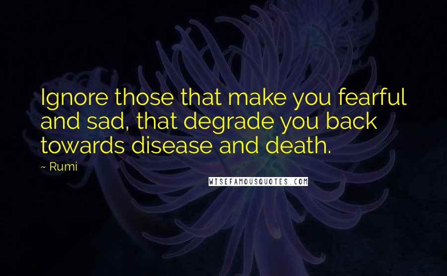 Rumi Quotes: Ignore those that make you fearful and sad, that degrade you back towards disease and death.