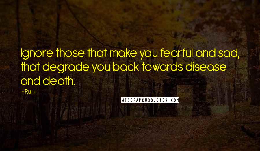 Rumi Quotes: Ignore those that make you fearful and sad, that degrade you back towards disease and death.