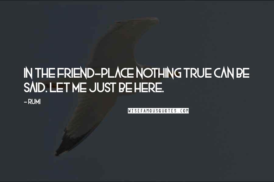 Rumi Quotes: In the Friend-place nothing true can be said. Let Me Just Be Here.