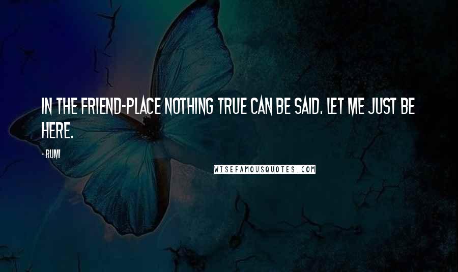 Rumi Quotes: In the Friend-place nothing true can be said. Let Me Just Be Here.