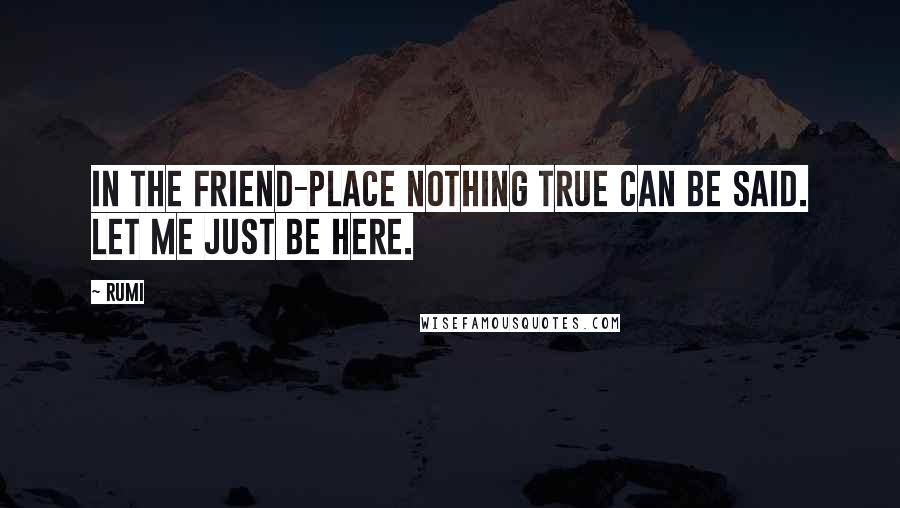 Rumi Quotes: In the Friend-place nothing true can be said. Let Me Just Be Here.