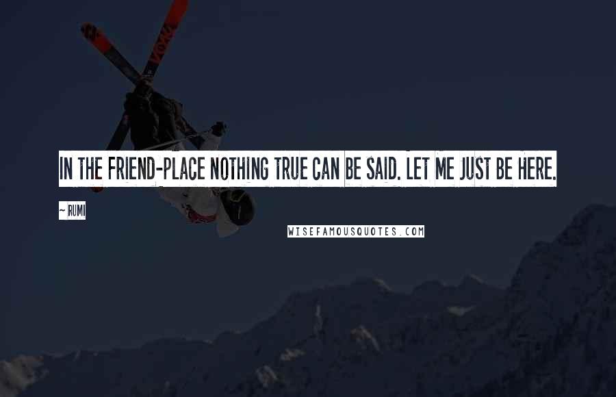 Rumi Quotes: In the Friend-place nothing true can be said. Let Me Just Be Here.