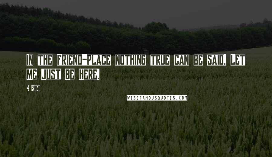 Rumi Quotes: In the Friend-place nothing true can be said. Let Me Just Be Here.