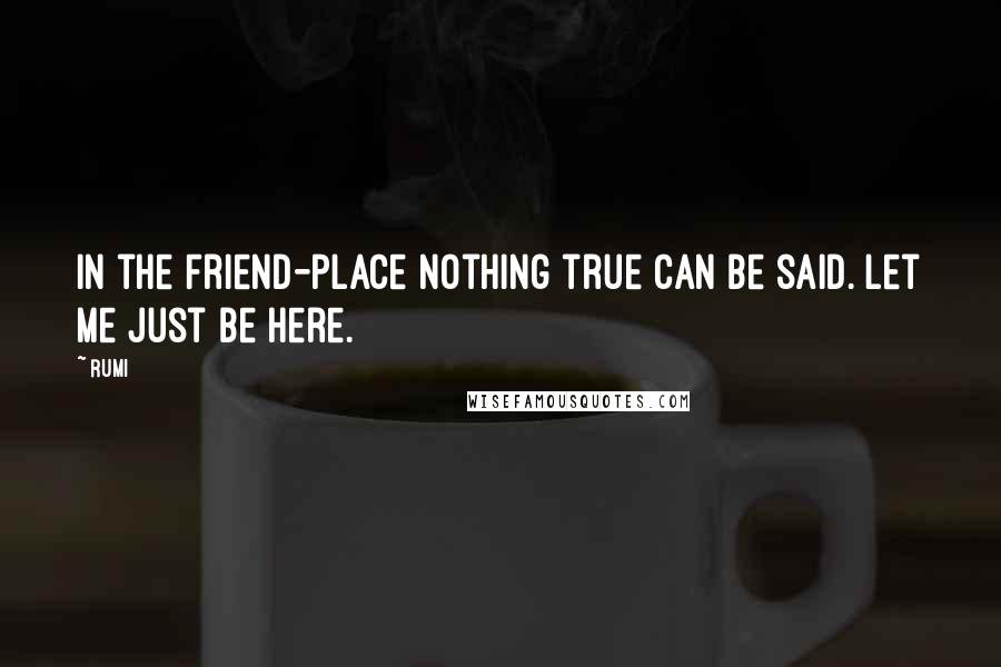 Rumi Quotes: In the Friend-place nothing true can be said. Let Me Just Be Here.
