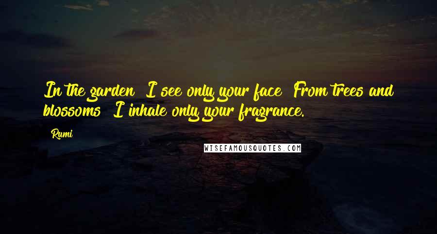 Rumi Quotes: In the garden I see only your face From trees and blossoms I inhale only your fragrance.
