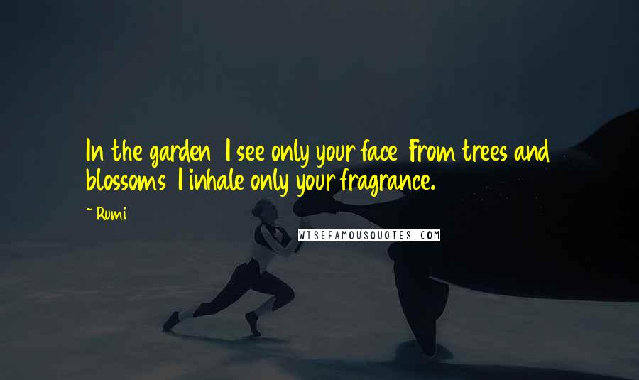 Rumi Quotes: In the garden I see only your face From trees and blossoms I inhale only your fragrance.