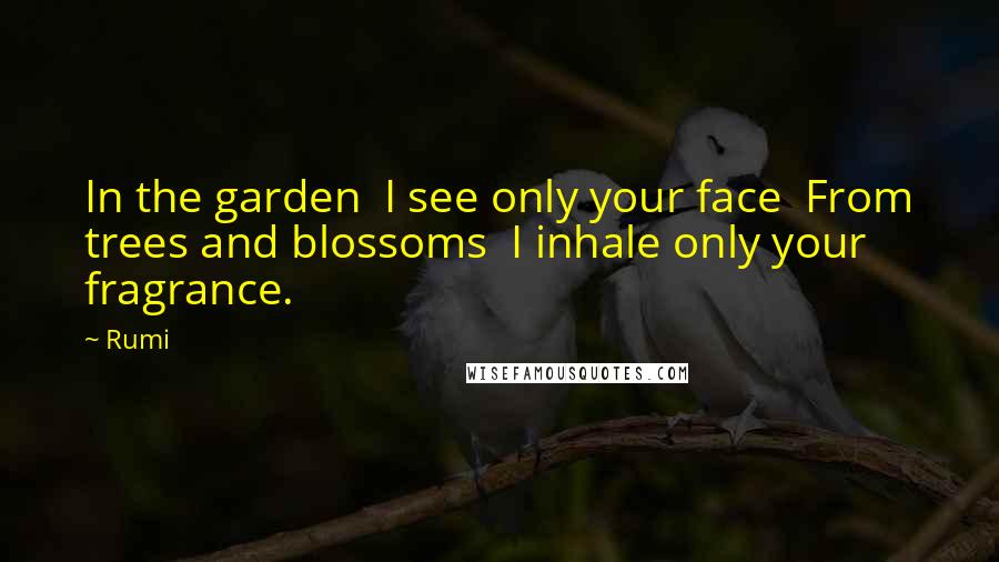Rumi Quotes: In the garden I see only your face From trees and blossoms I inhale only your fragrance.