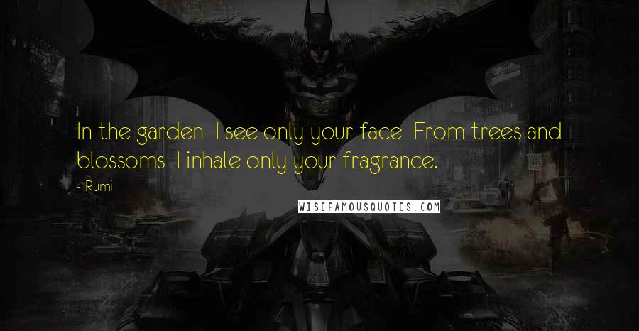 Rumi Quotes: In the garden I see only your face From trees and blossoms I inhale only your fragrance.