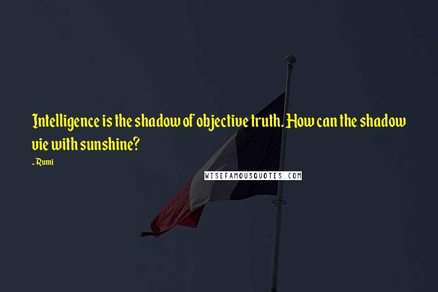 Rumi Quotes: Intelligence is the shadow of objective truth. How can the shadow vie with sunshine?