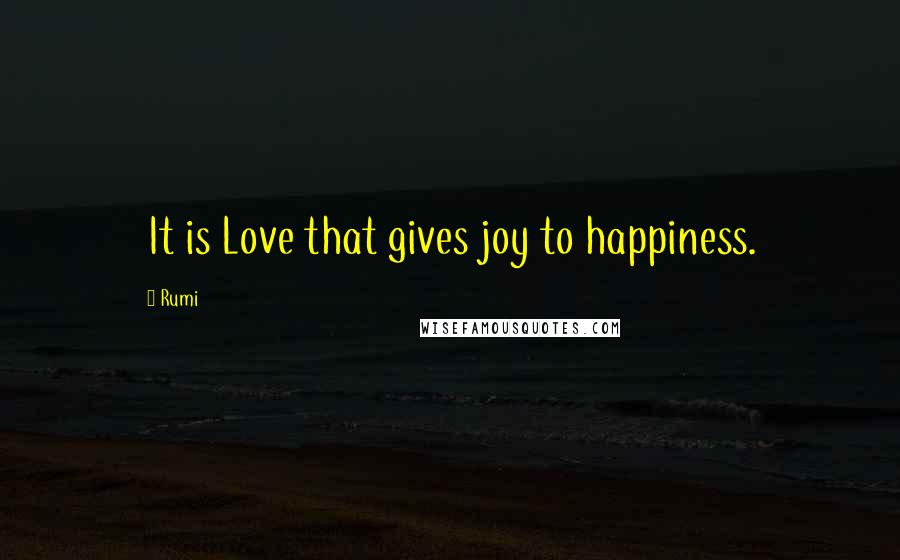 Rumi Quotes: It is Love that gives joy to happiness.