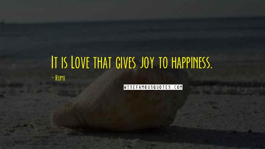 Rumi Quotes: It is Love that gives joy to happiness.
