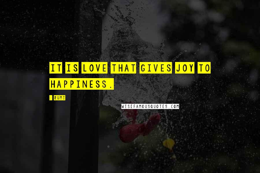 Rumi Quotes: It is Love that gives joy to happiness.