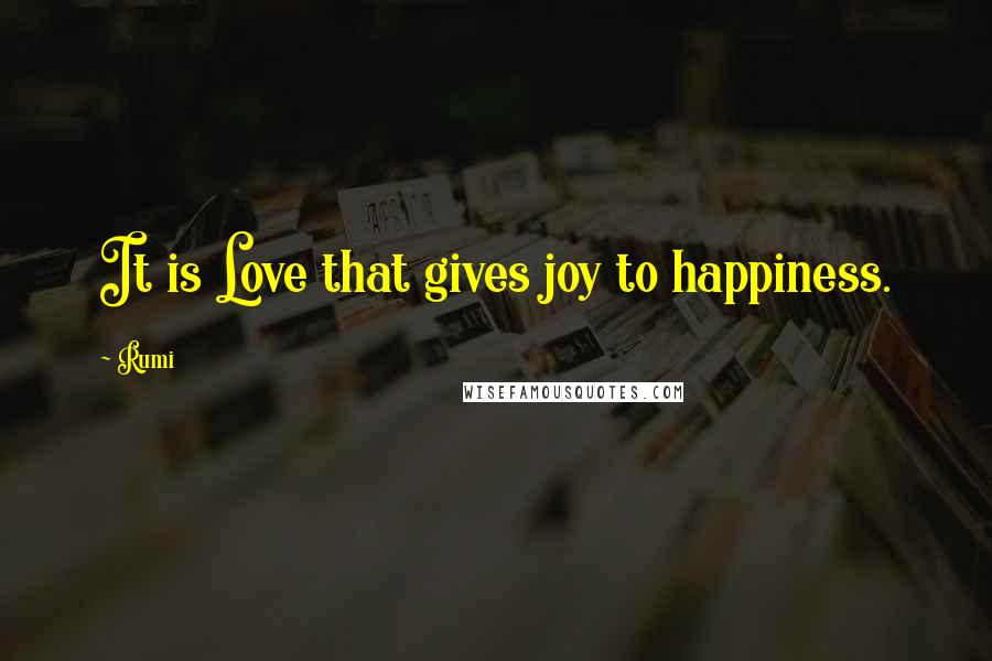 Rumi Quotes: It is Love that gives joy to happiness.