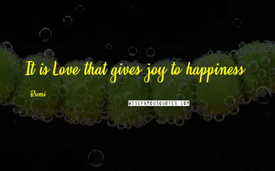 Rumi Quotes: It is Love that gives joy to happiness.