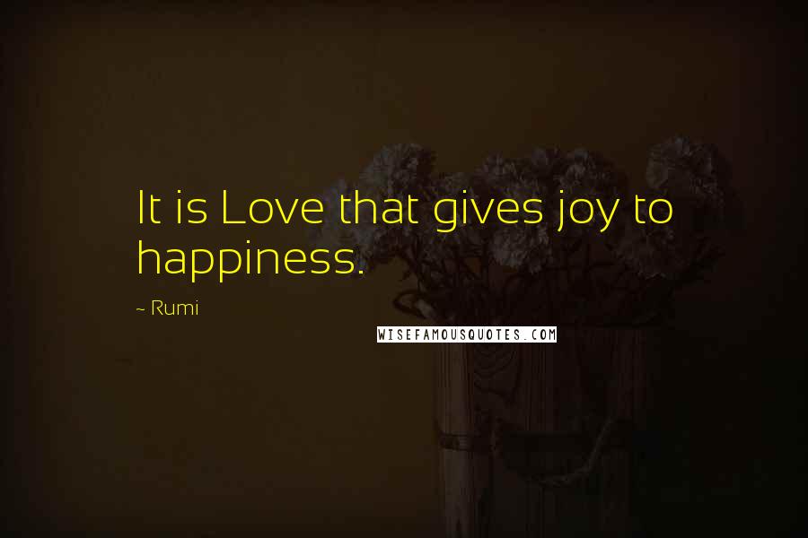 Rumi Quotes: It is Love that gives joy to happiness.