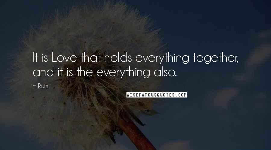 Rumi Quotes: It is Love that holds everything together, and it is the everything also.