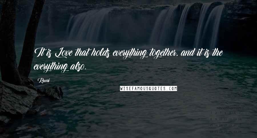 Rumi Quotes: It is Love that holds everything together, and it is the everything also.