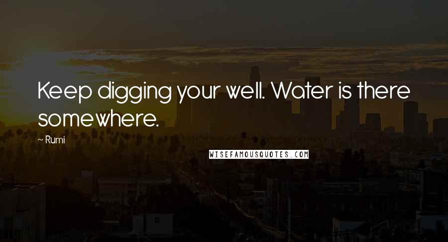 Rumi Quotes: Keep digging your well. Water is there somewhere.