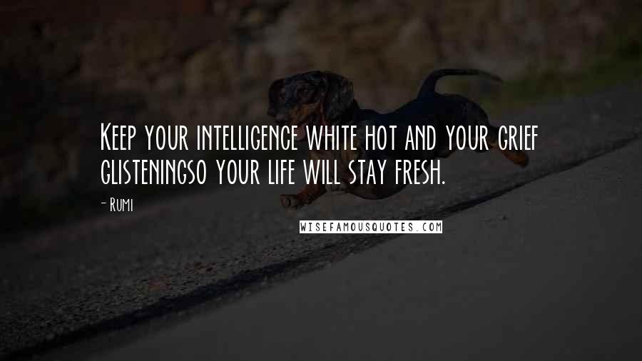 Rumi Quotes: Keep your intelligence white hot and your grief glisteningso your life will stay fresh.