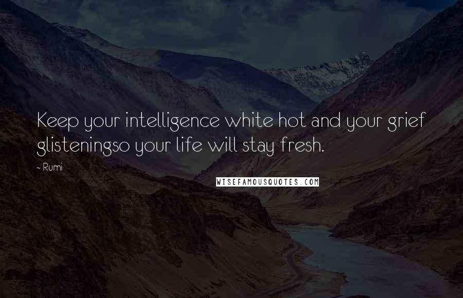 Rumi Quotes: Keep your intelligence white hot and your grief glisteningso your life will stay fresh.