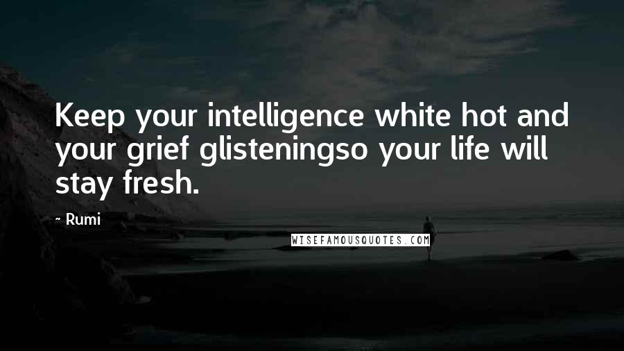 Rumi Quotes: Keep your intelligence white hot and your grief glisteningso your life will stay fresh.