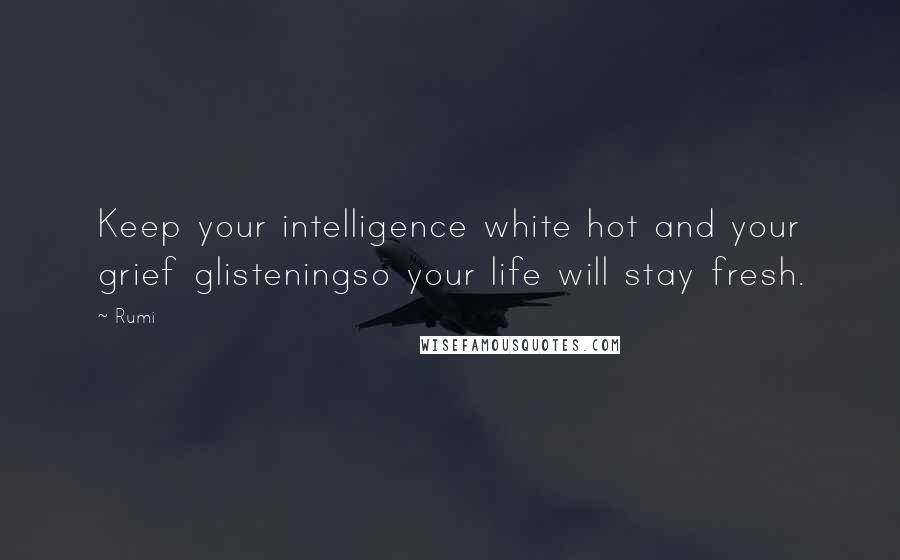 Rumi Quotes: Keep your intelligence white hot and your grief glisteningso your life will stay fresh.