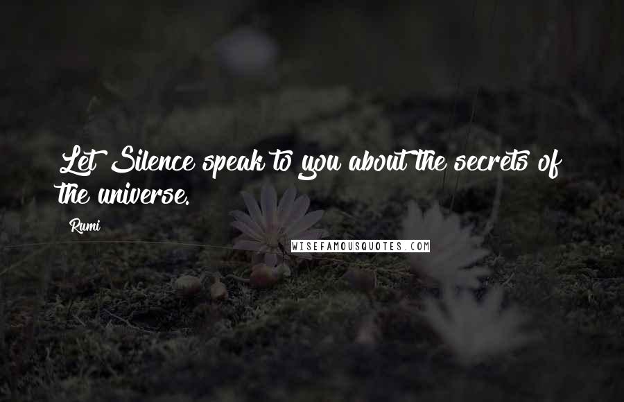 Rumi Quotes: Let Silence speak to you about the secrets of the universe.