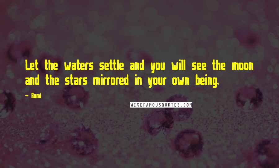 Rumi Quotes: Let the waters settle and you will see the moon and the stars mirrored in your own being.