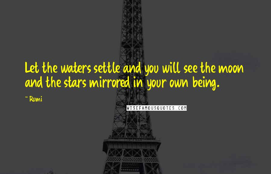 Rumi Quotes: Let the waters settle and you will see the moon and the stars mirrored in your own being.