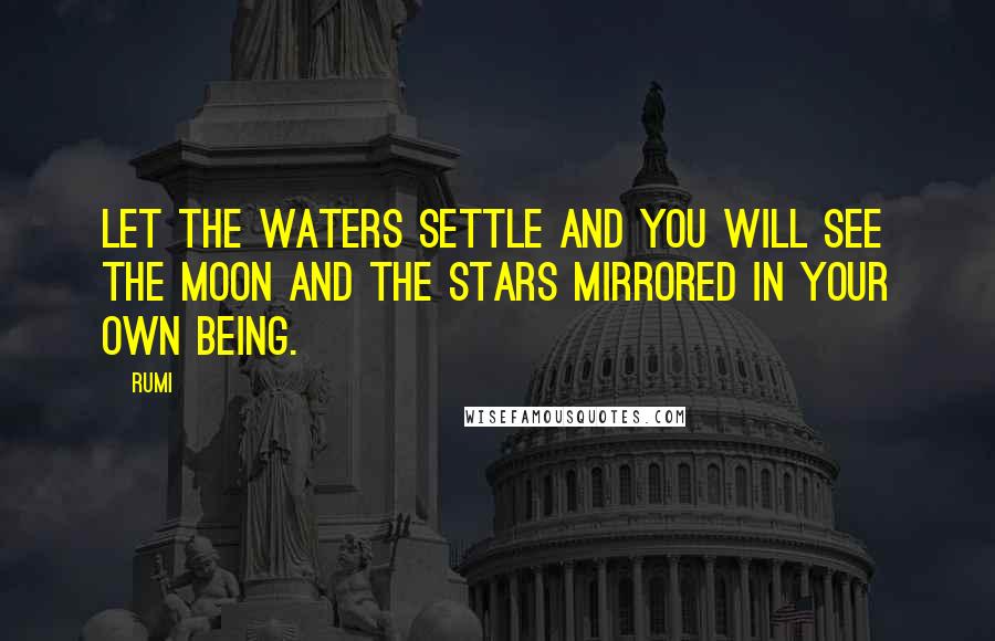 Rumi Quotes: Let the waters settle and you will see the moon and the stars mirrored in your own being.