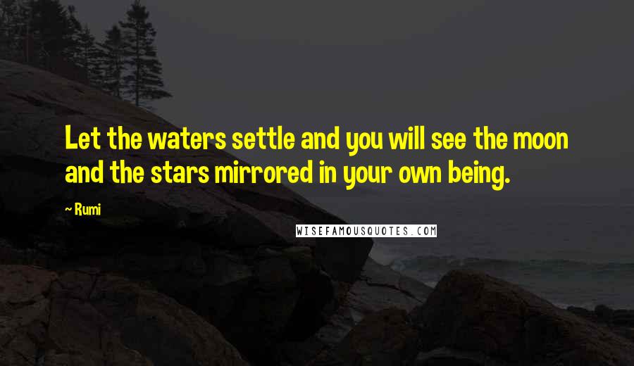 Rumi Quotes: Let the waters settle and you will see the moon and the stars mirrored in your own being.