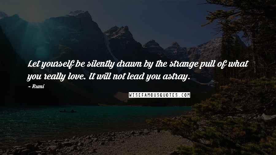 Rumi Quotes: Let yourself be silently drawn by the strange pull of what you really love. It will not lead you astray.