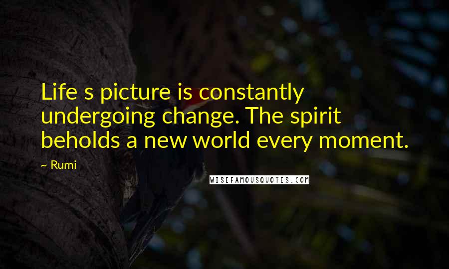 Rumi Quotes: Life s picture is constantly undergoing change. The spirit beholds a new world every moment.