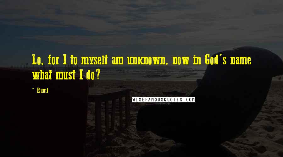 Rumi Quotes: Lo, for I to myself am unknown, now in God's name what must I do?