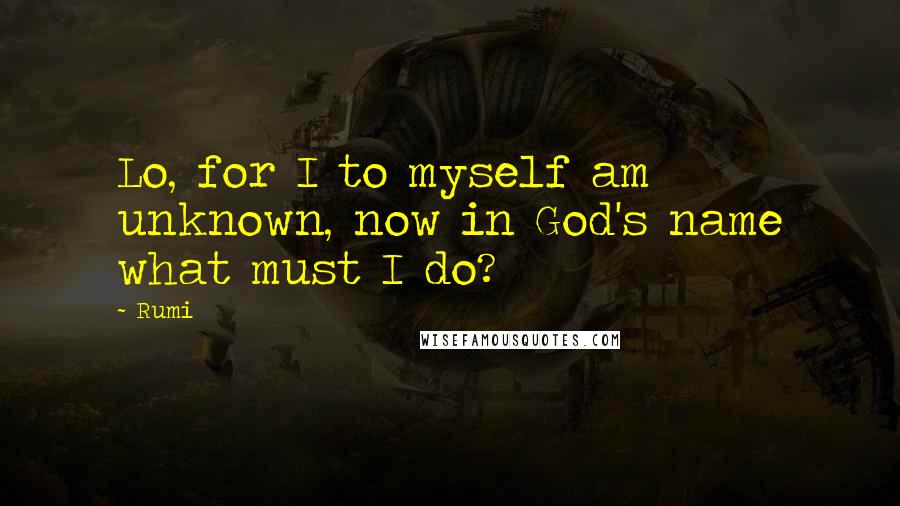 Rumi Quotes: Lo, for I to myself am unknown, now in God's name what must I do?