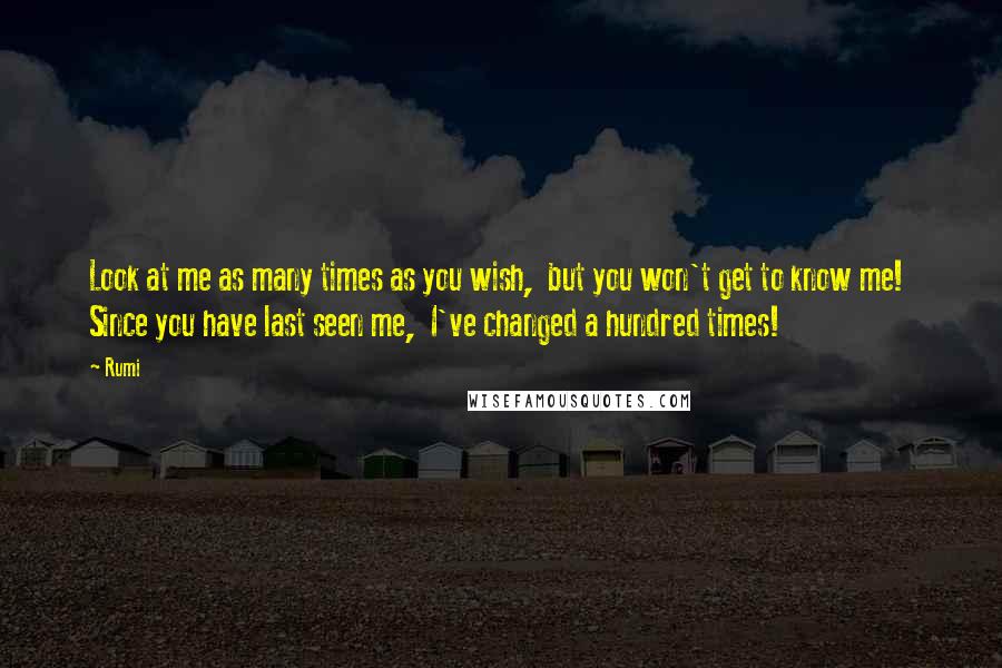 Rumi Quotes: Look at me as many times as you wish,  but you won't get to know me!  Since you have last seen me,  I've changed a hundred times!