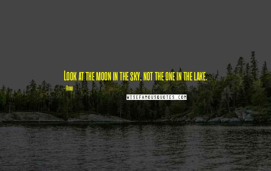 Rumi Quotes: Look at the moon in the sky, not the one in the lake.