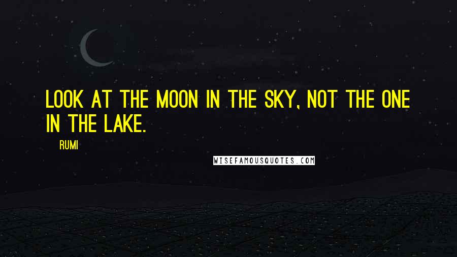 Rumi Quotes: Look at the moon in the sky, not the one in the lake.