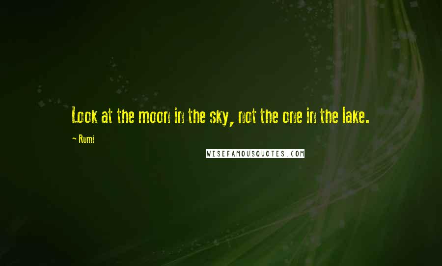 Rumi Quotes: Look at the moon in the sky, not the one in the lake.