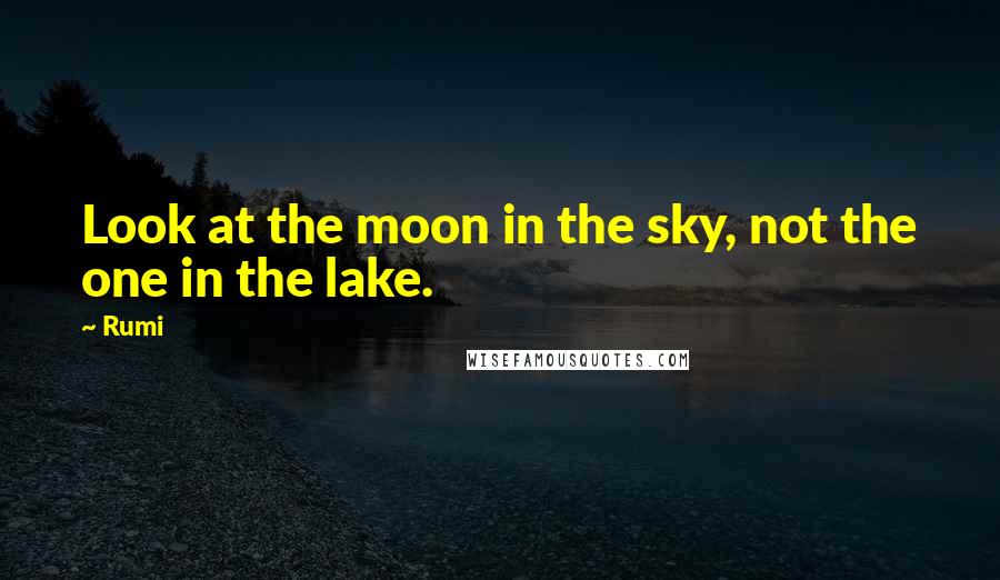 Rumi Quotes: Look at the moon in the sky, not the one in the lake.