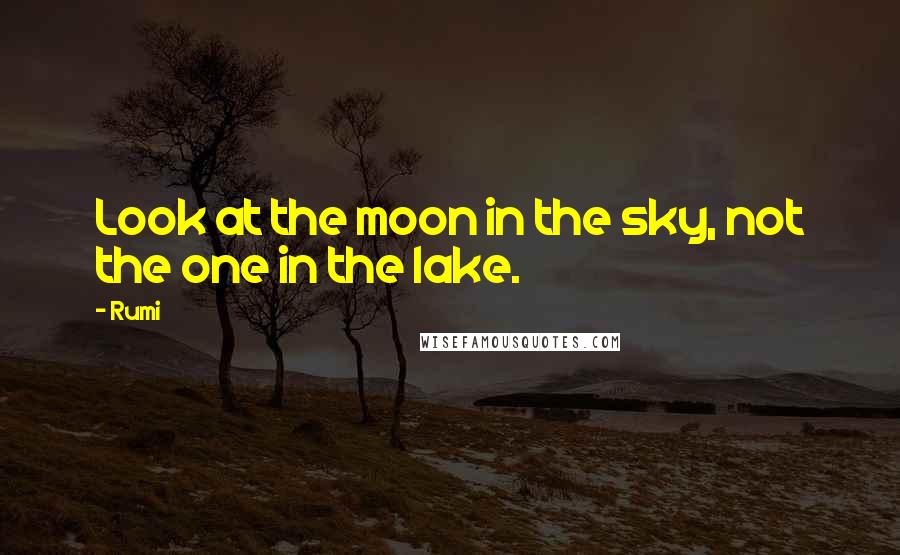 Rumi Quotes: Look at the moon in the sky, not the one in the lake.