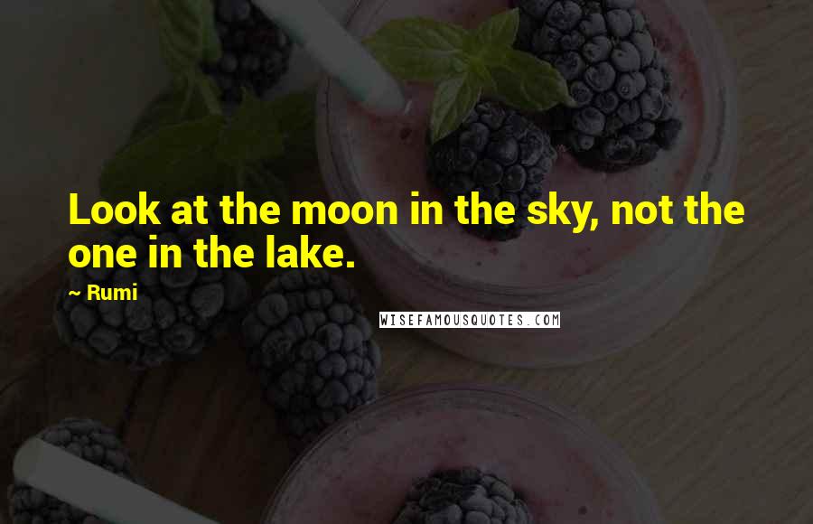 Rumi Quotes: Look at the moon in the sky, not the one in the lake.