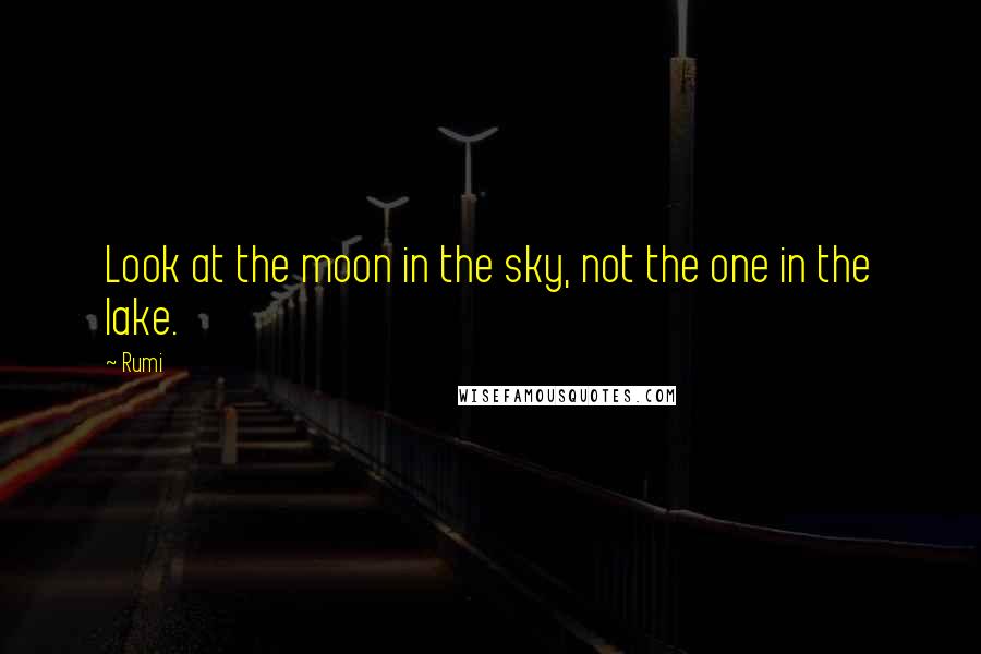 Rumi Quotes: Look at the moon in the sky, not the one in the lake.