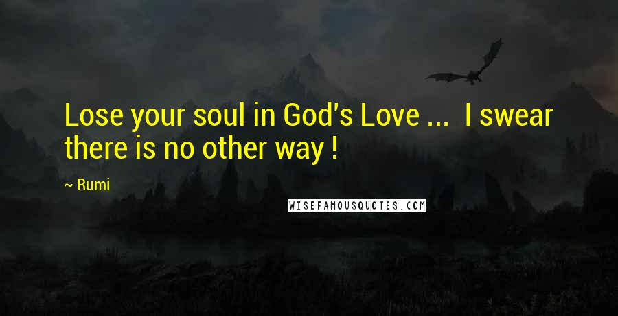 Rumi Quotes: Lose your soul in God's Love ... I swear there is no other way !