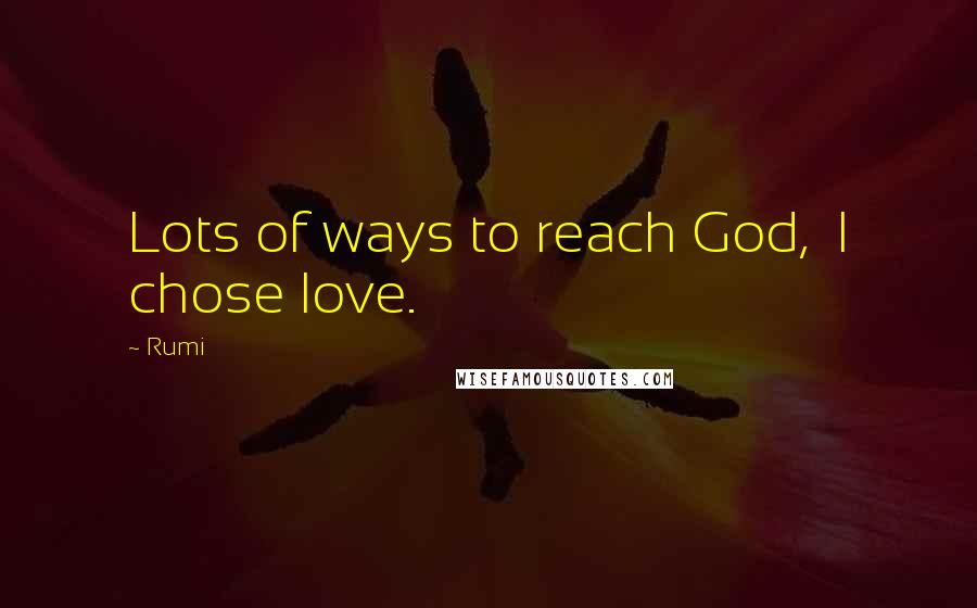 Rumi Quotes: Lots of ways to reach God,  I chose love.