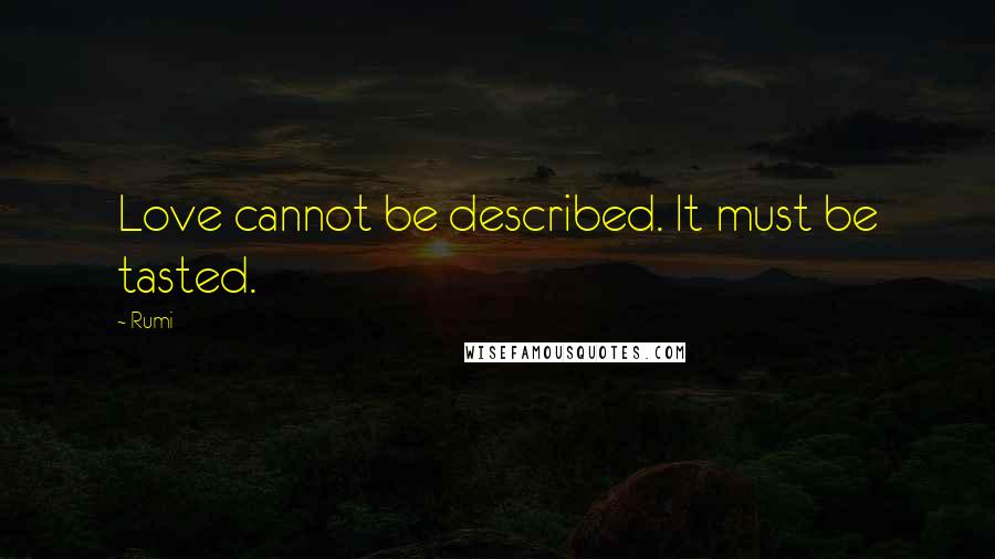 Rumi Quotes: Love cannot be described. It must be tasted.