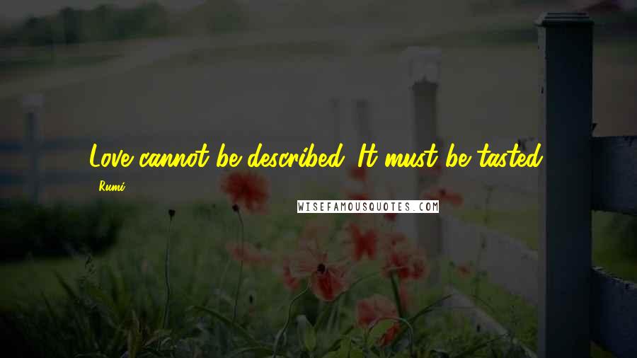 Rumi Quotes: Love cannot be described. It must be tasted.