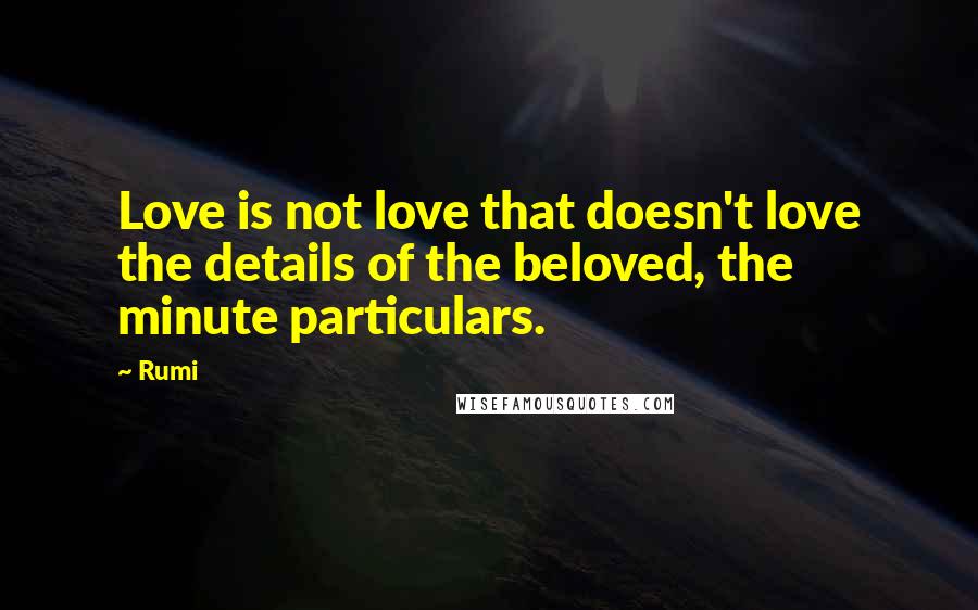 Rumi Quotes: Love is not love that doesn't love the details of the beloved, the minute particulars.