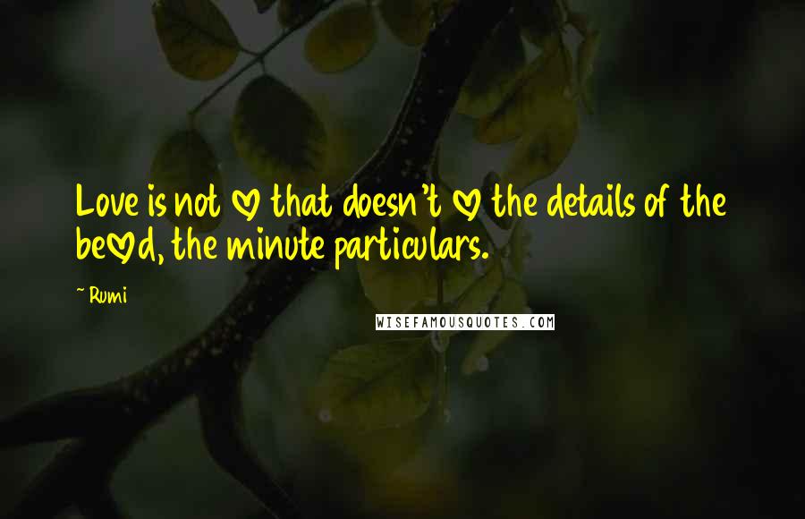 Rumi Quotes: Love is not love that doesn't love the details of the beloved, the minute particulars.